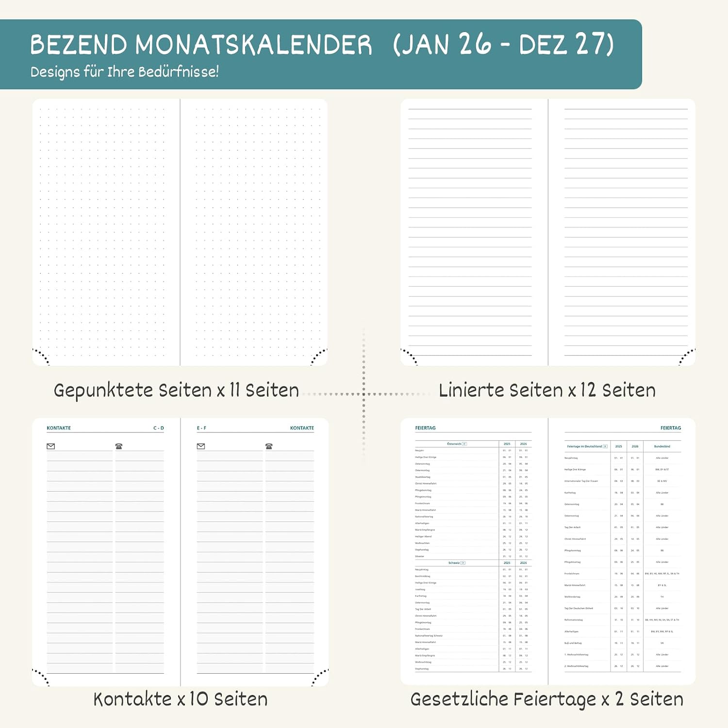Thumbnail 4 de BEZEND Monats-Taschenkalender 2026/27 A6