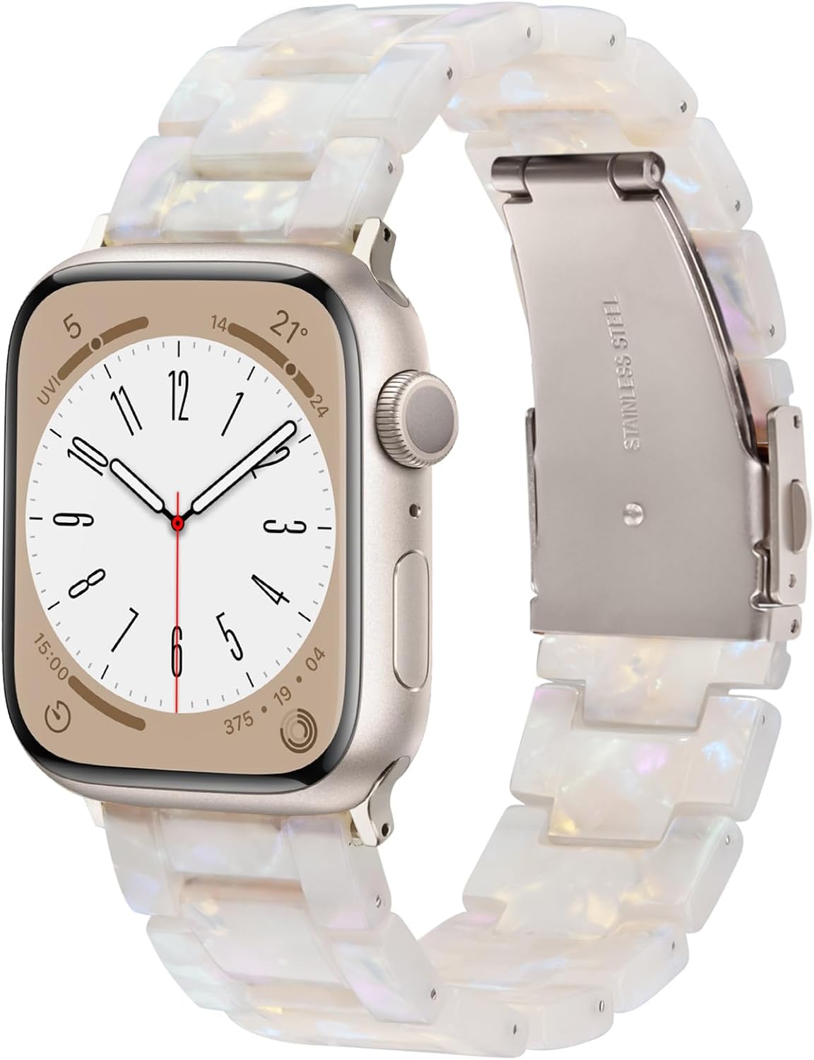 Detalle de V-MORO Resin Band for Apple Watch (Starlight Buckle, Aurora White) — 42mm/41mm/40mm/38mm