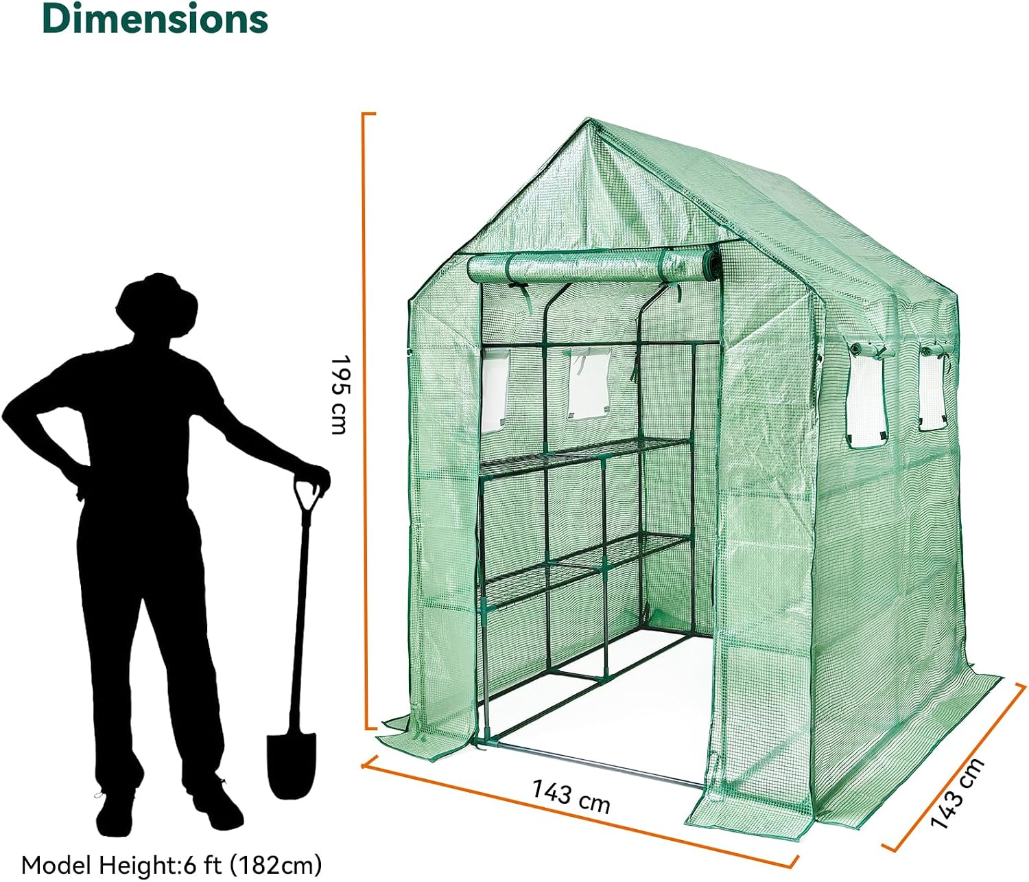 Detalle de Grandhom Walk In Greenhouse 143x143x195cm