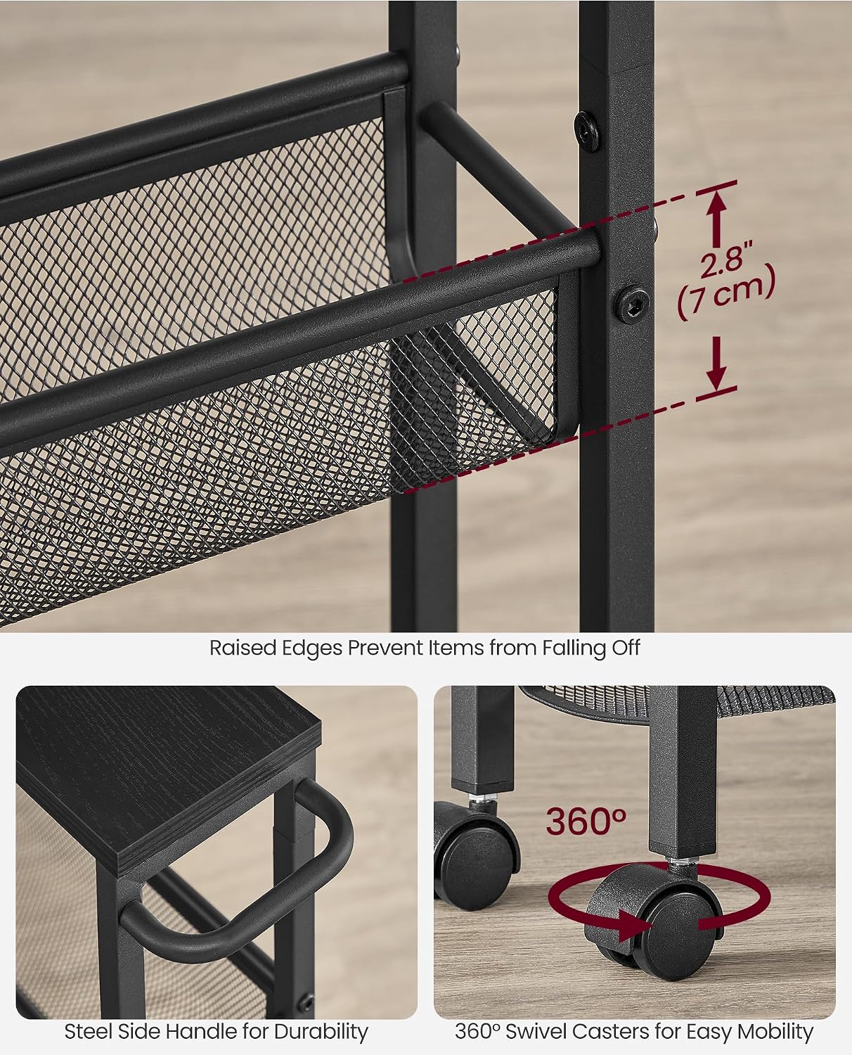 Thumbnail 5 de VASAGLE 4-Tier Trolley 13 cm depth