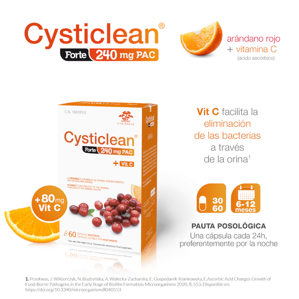 Thumbnail 1 de Cysticlean Forte 240mg PAC 2x60 cápsulas: suplemento natural para la cistitis recurrente