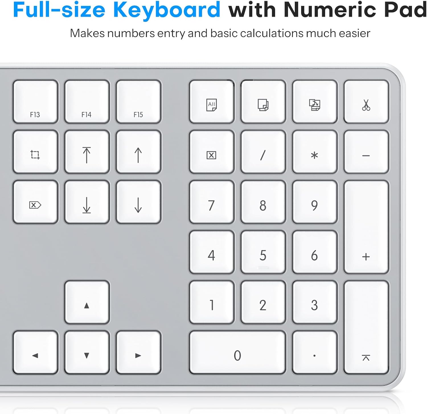 Thumbnail 6 de OMOTON Wired Keyboard for Mac with Number Keypad (UK Layout) – USB & Type-C Dual Interface, Full-Size, Silver