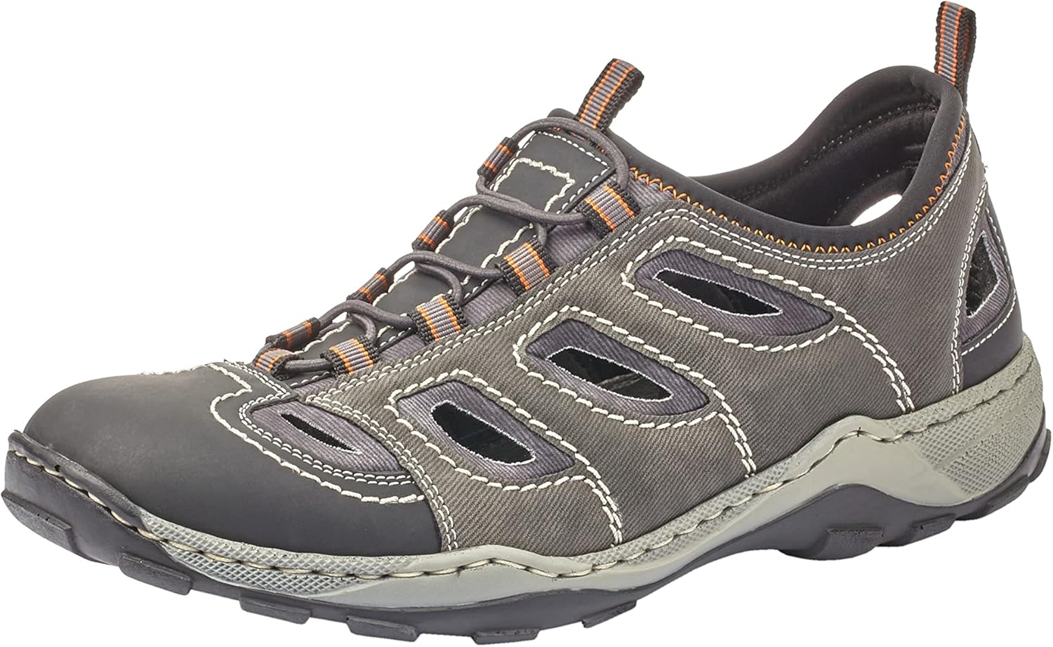 Detalle de Rieker Herren Slip-On Sneaker 08065 – zeitloses Trekkingdesign, bequem und unkompliziert