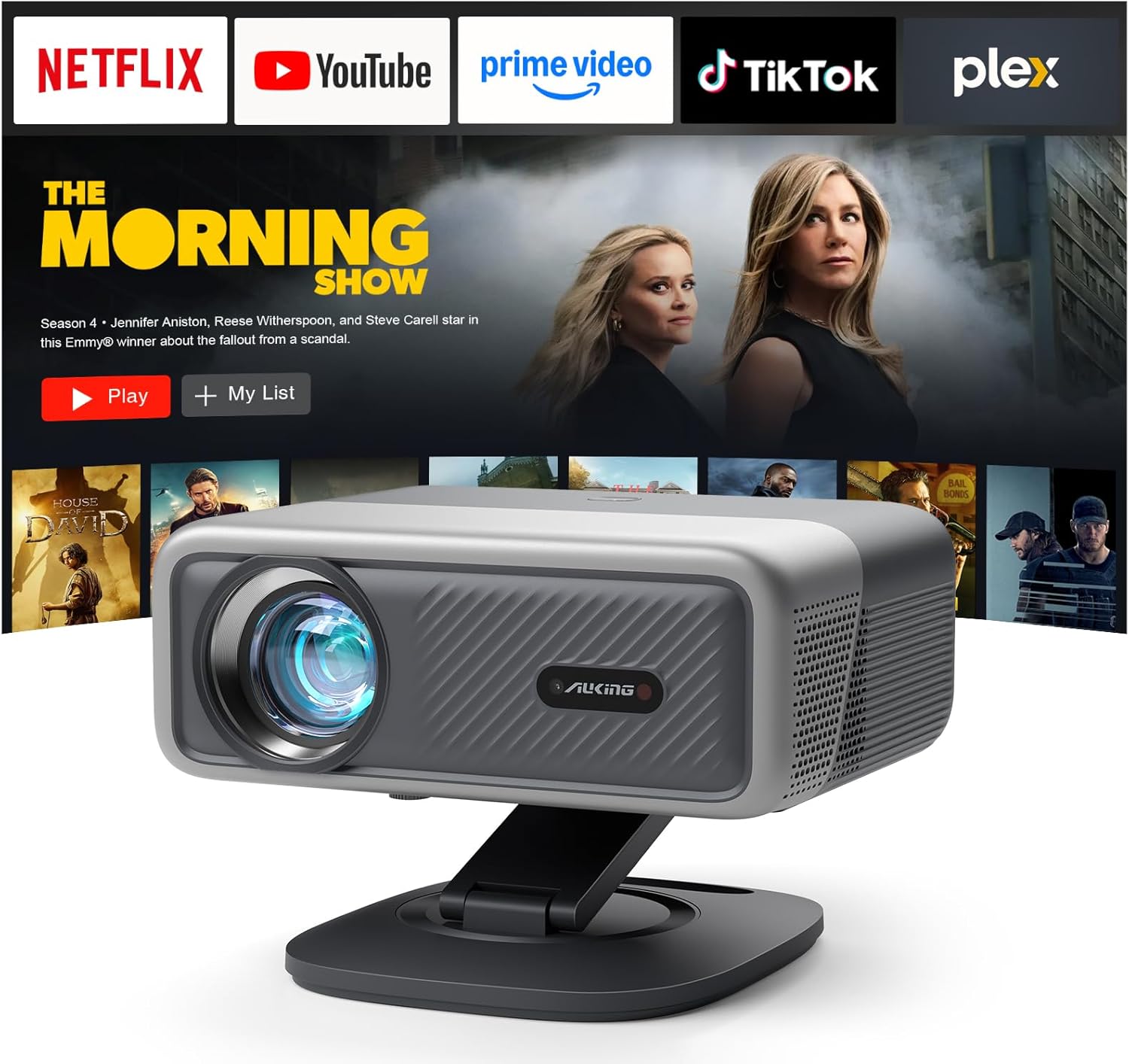 Detalle de Smart Beamer 4K VISSP 4200 ANSI – Netflix-fähig, Dolby Audio, Autofokus und 360° Stativ