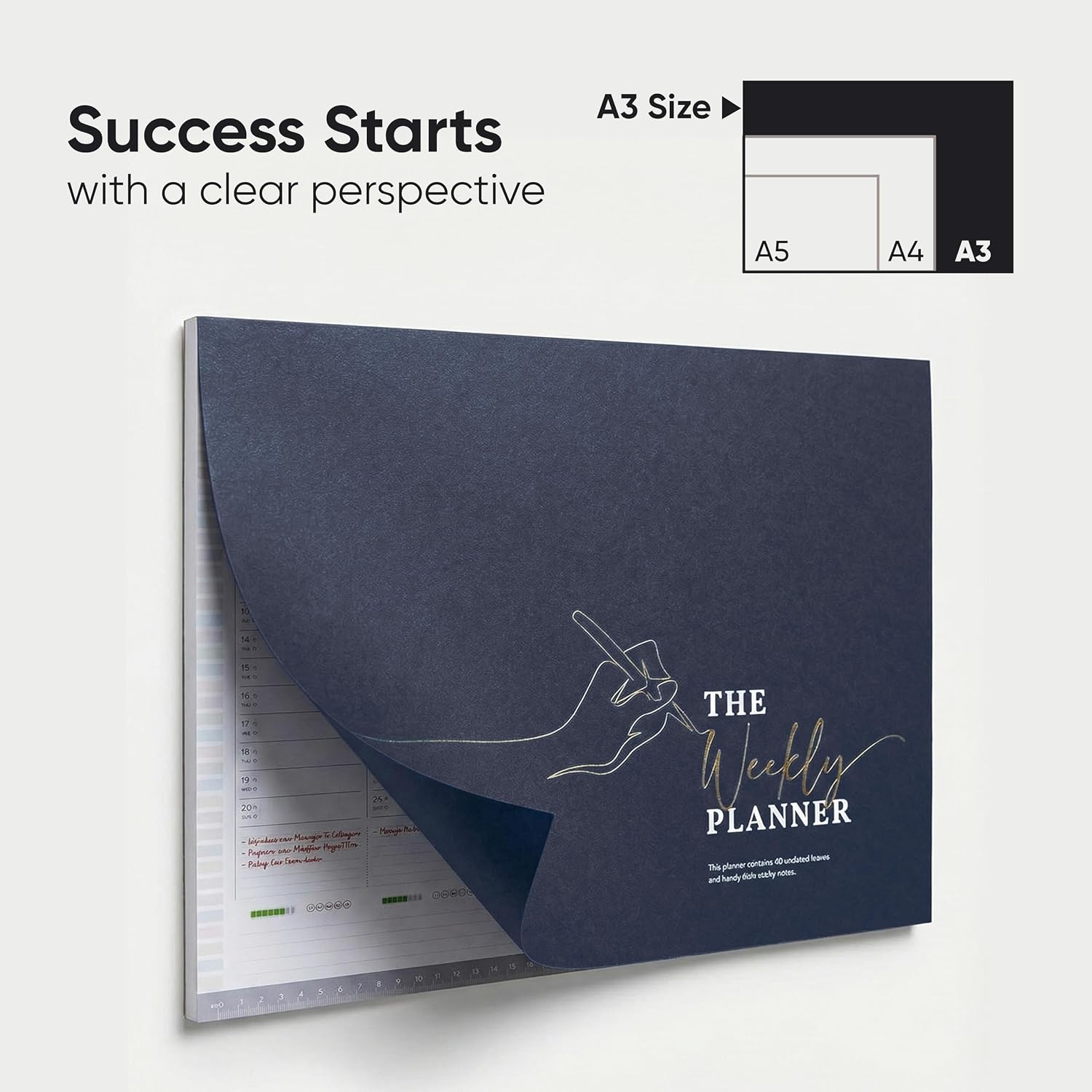 Detalle de A3 Large Weekly Planner Pad – 7am to 8pm Timeslots for Precise Planning
