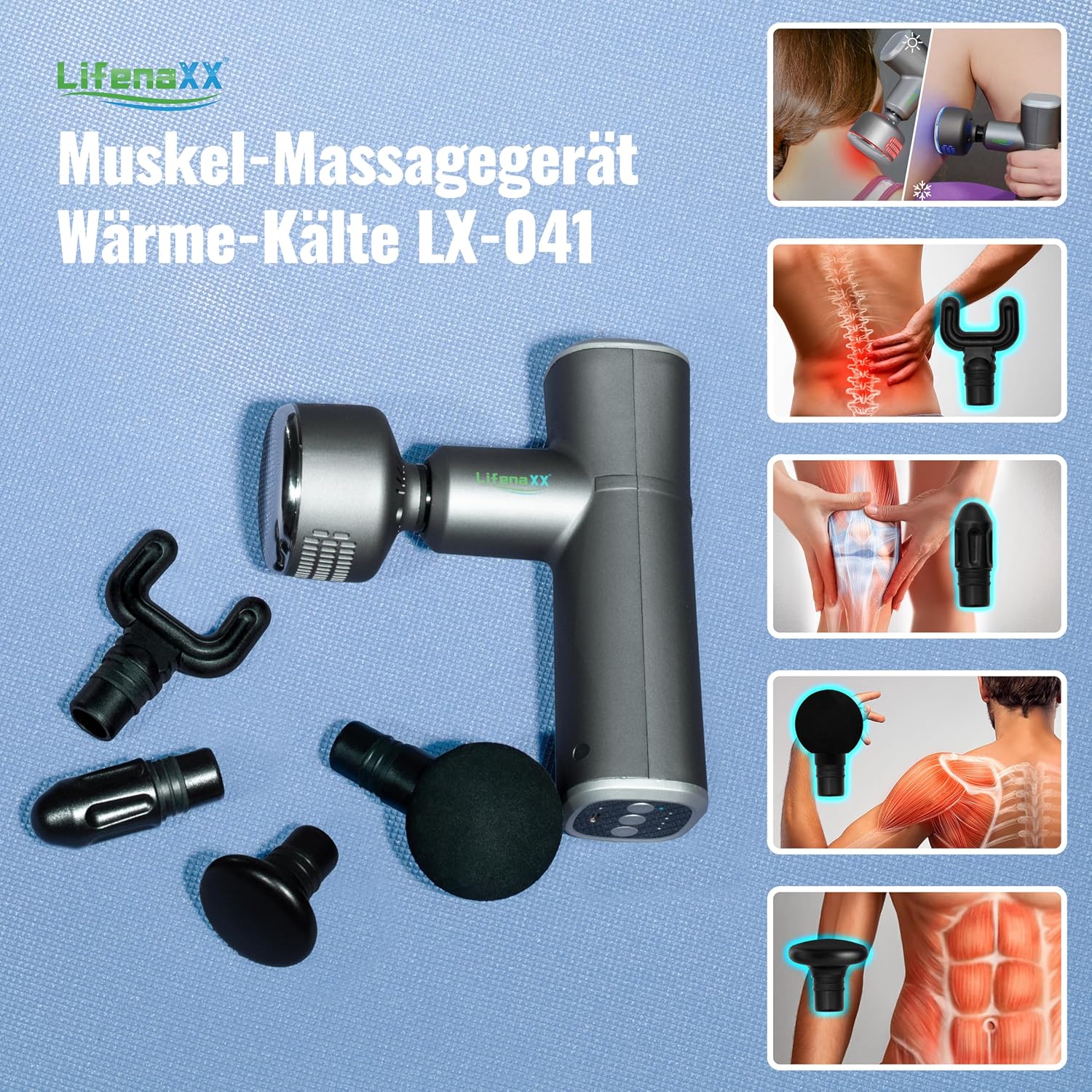 Thumbnail 1 de Lifenaxx Muskel-Massagegerät Wärme-Kälte-Therapie Pro LX-041 – Massagepistole mit Wärmefunktion, Kältefunktion und 6 Stufen