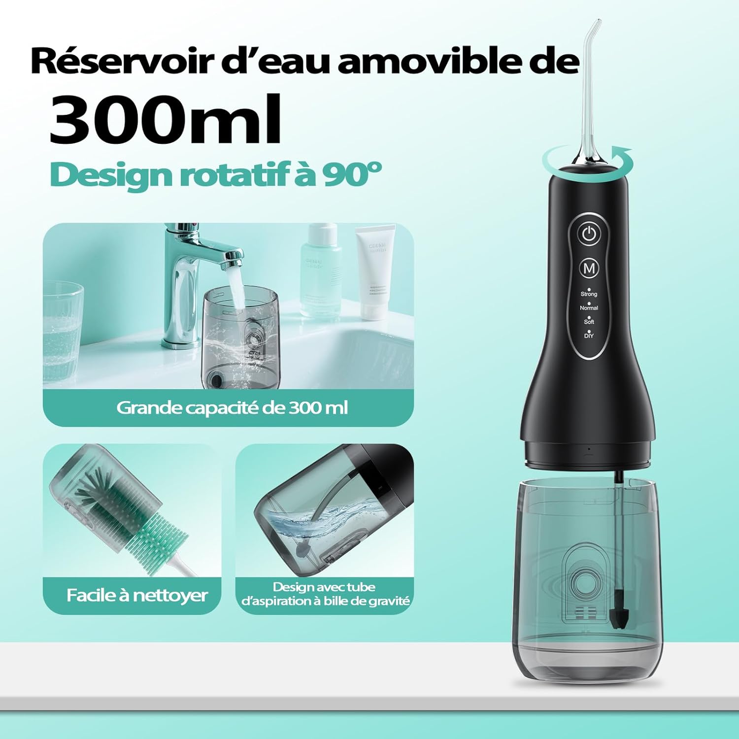 Thumbnail 6 de OasiSmile Hydropulseur Jet Dentaire 300 ml avec 5 embouts et 4 modes – portable, IPX7, USB-C