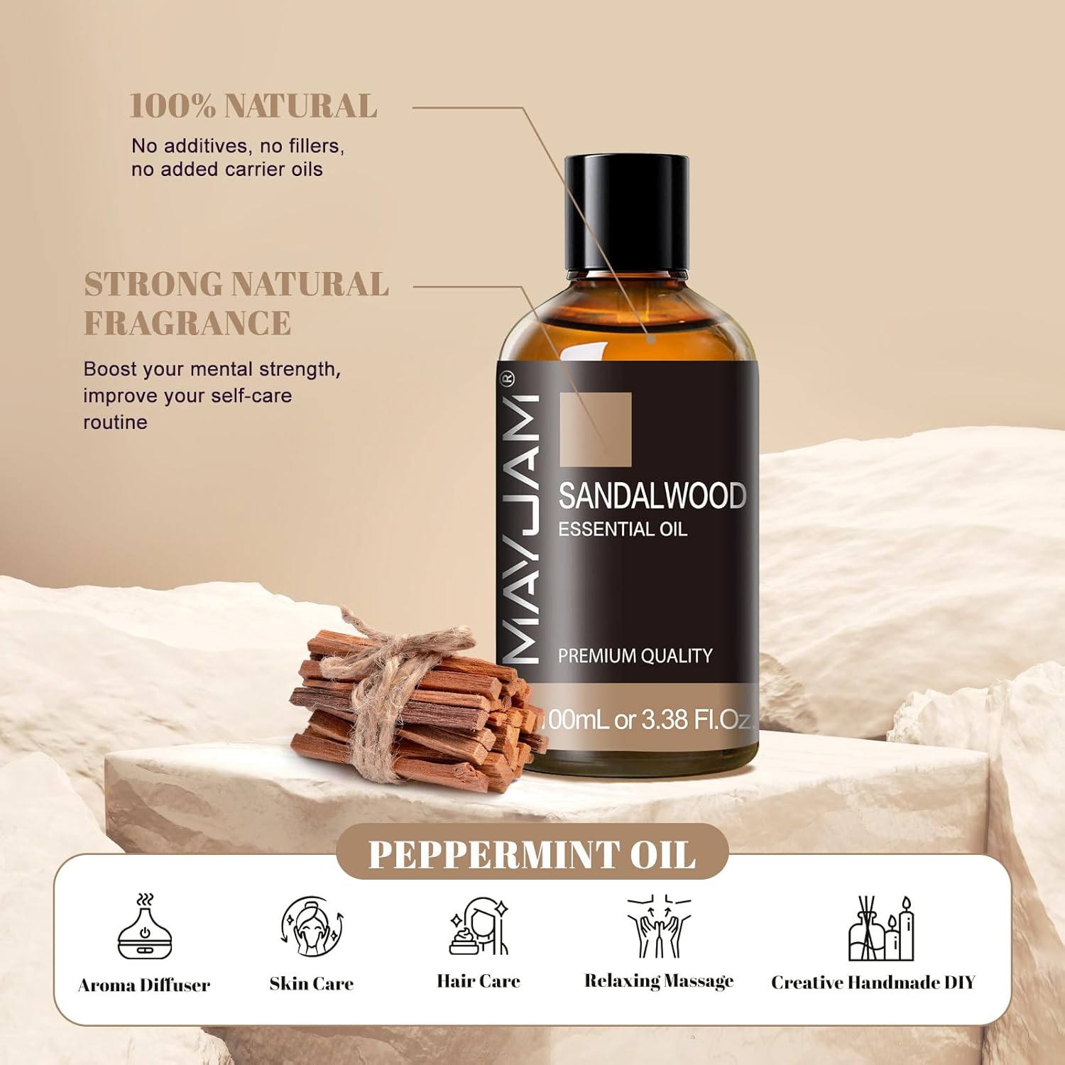 Thumbnail 2 de MAYJAM Sandalwood Essential Oils 100ML – sandalwood oil for diffusers, humidifiers and DIY