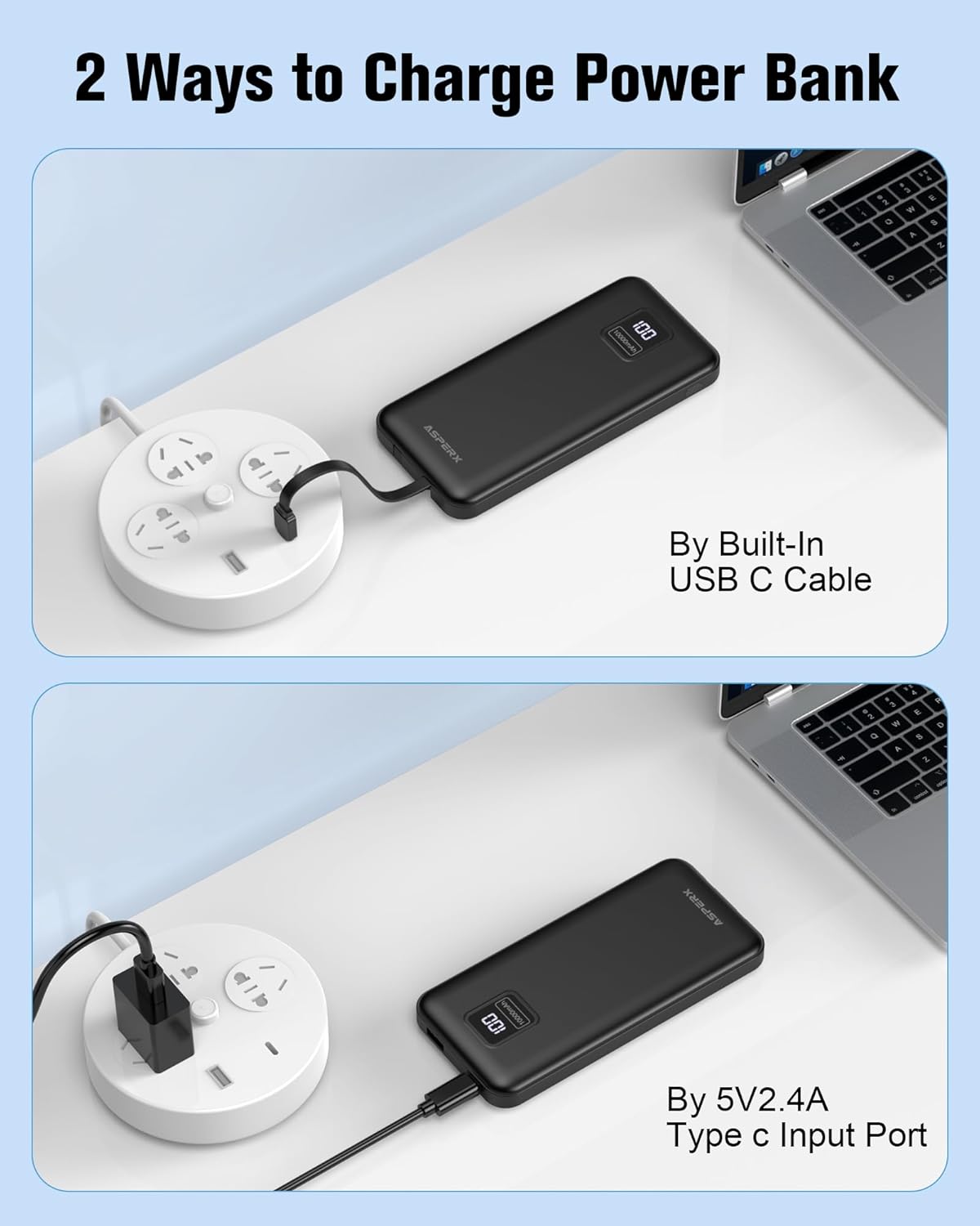 Thumbnail 5 de AsperX 10000mAh power bank with built‑in cables