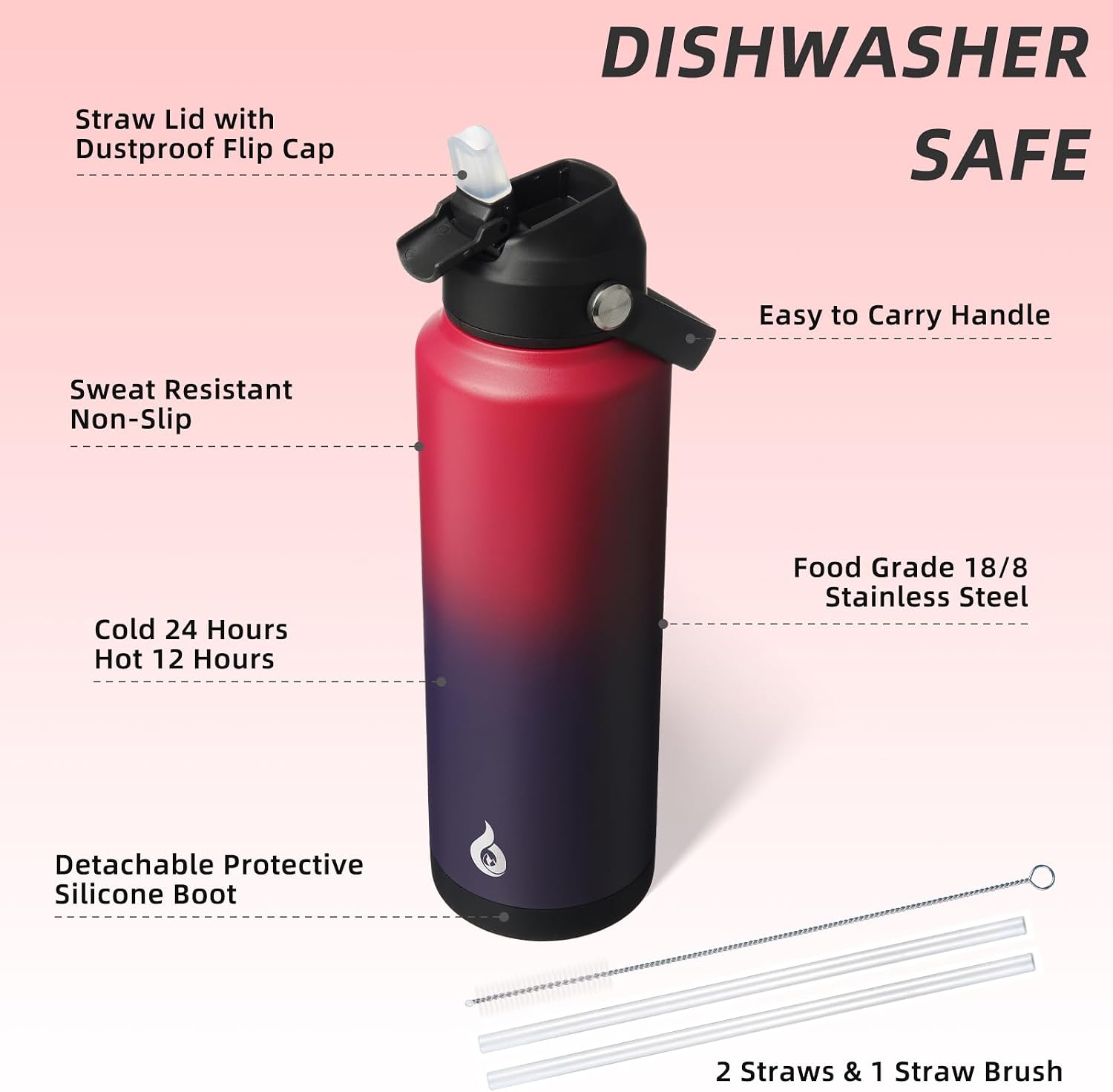 Detalle de BJPKPK Insulated Water Bottle, 40 oz