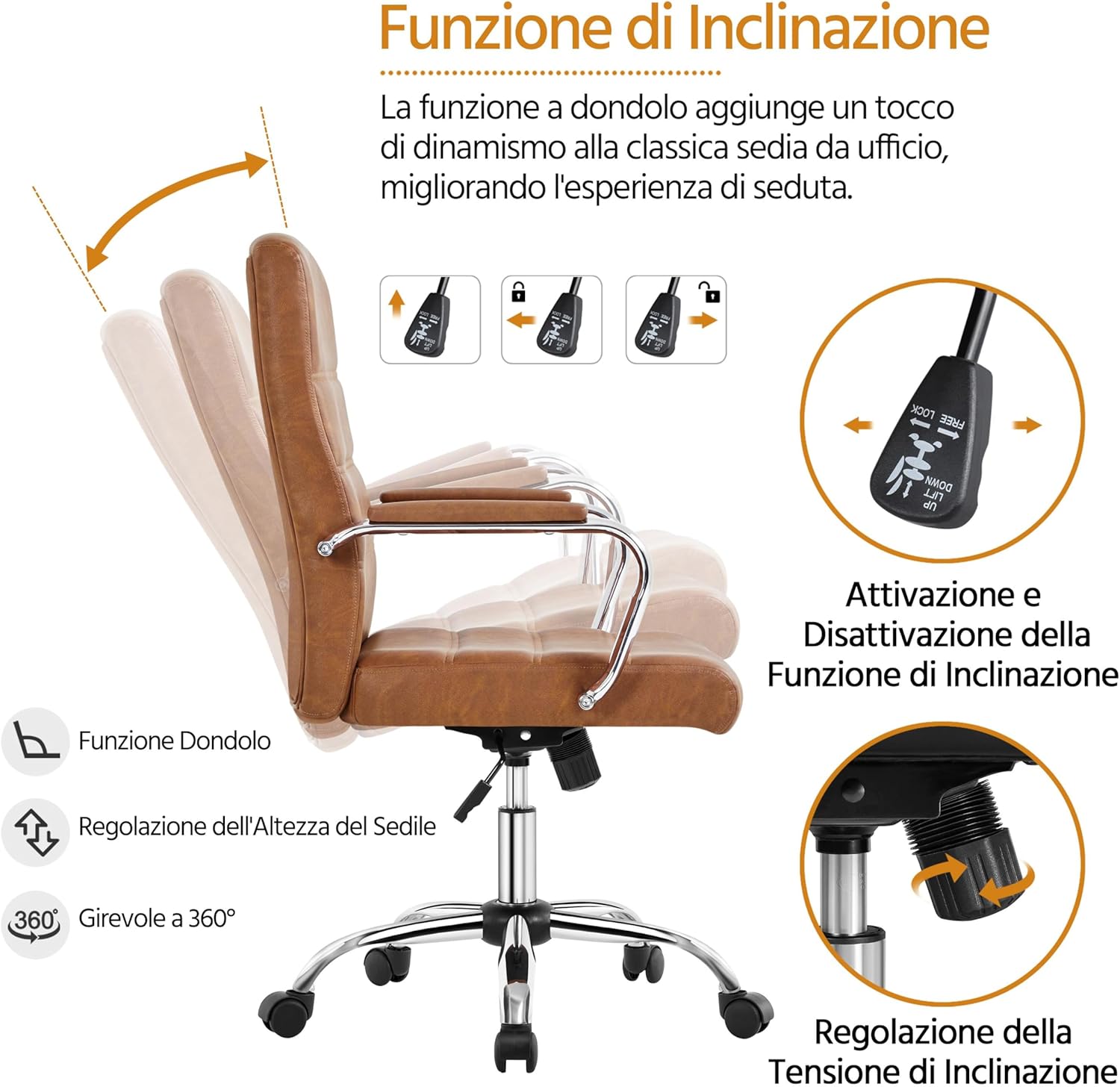 Thumbnail 6 de Yaheetech sedia ergonomica 130 kg