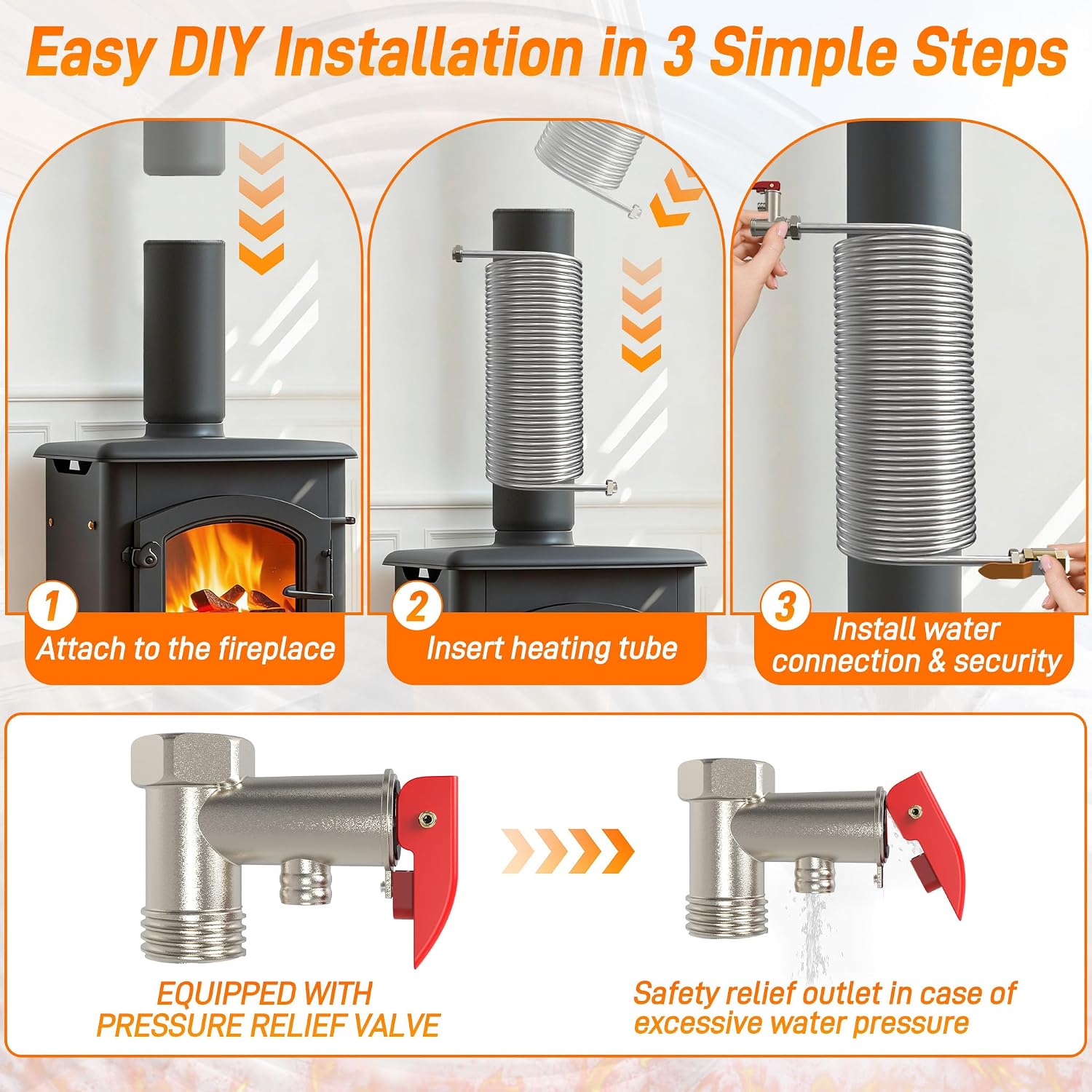 Detalle 1 de UISEBRT 304 Stainless Steel Chimney Heat Exchanger, Flexible Coil