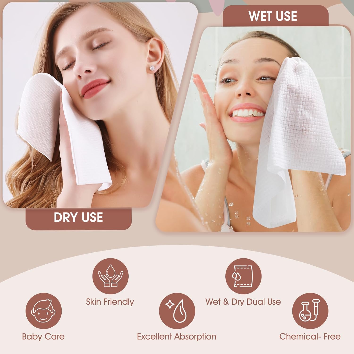 Detalle de 2er Pack Einweg-Gesichtstücher XL – 10 x 12 Zoll, 30% dicker, biologisch abbaubar