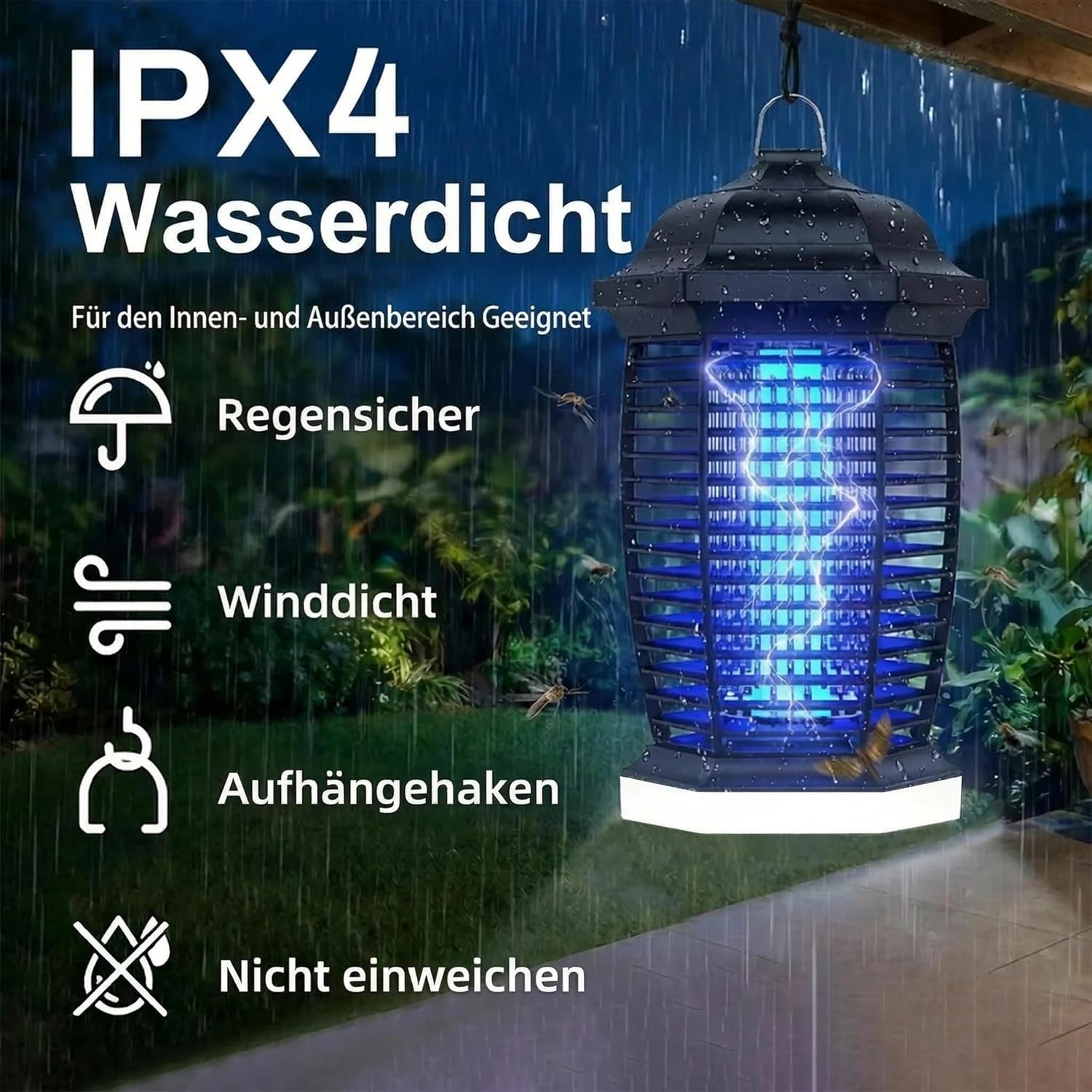 Detalle de Seenlast Insektenvernichter Elektrisch 4000V – 18W UV-Licht, IPX4