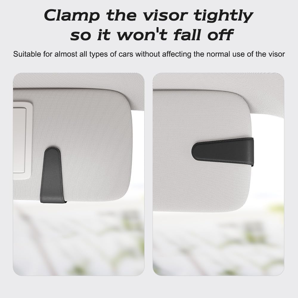 Thumbnail 5 de Sotfamily Sunglass Holder for Car Visor (Black) – 2 Pack with Suede Cloth, Magnetic Organizer