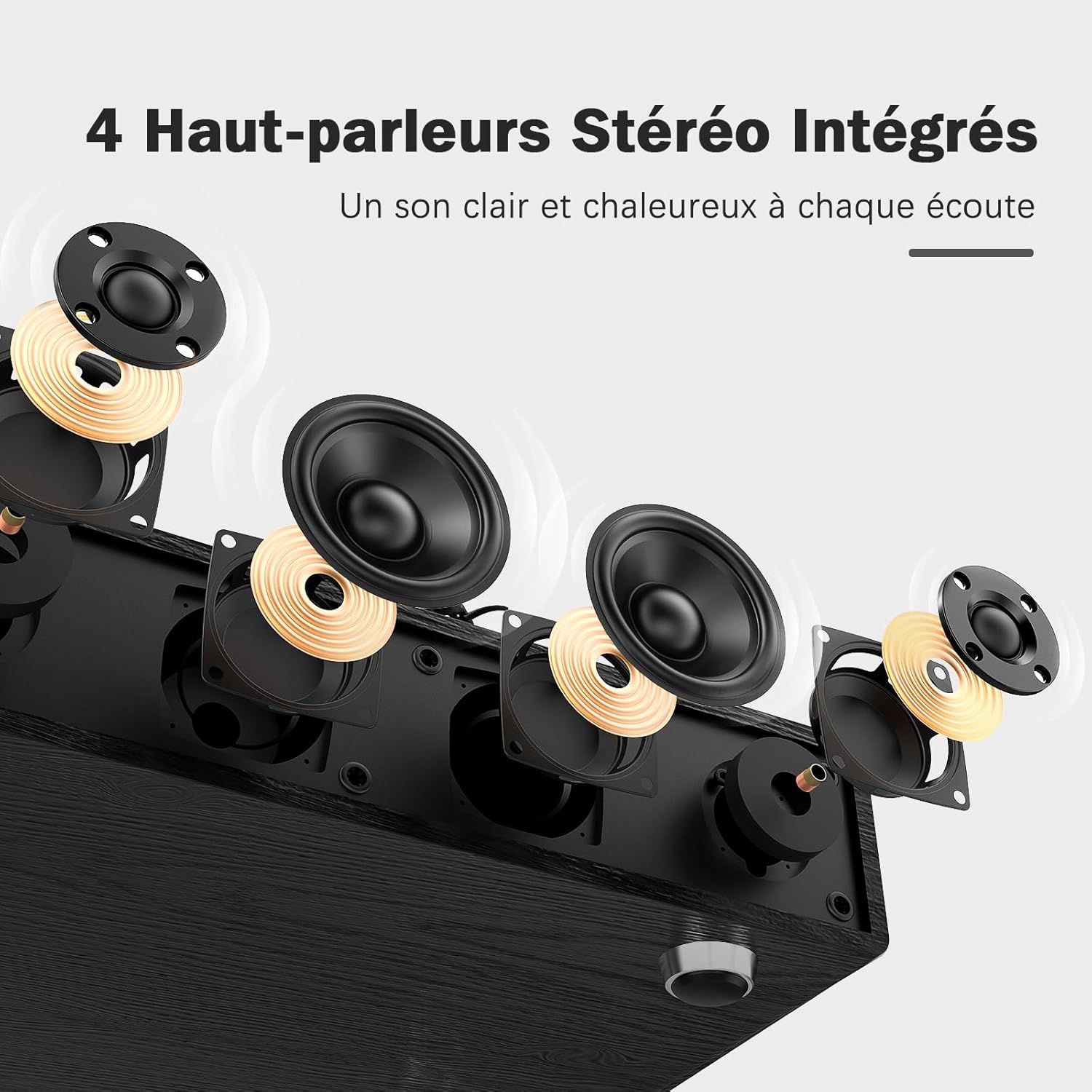 Detalle 2 de 1 BY ONE Platine Vinyle avec Haut-parleurs Intégrés Bluetooth — 33/45 TR/min, transmission par courroie et arrêt automatique