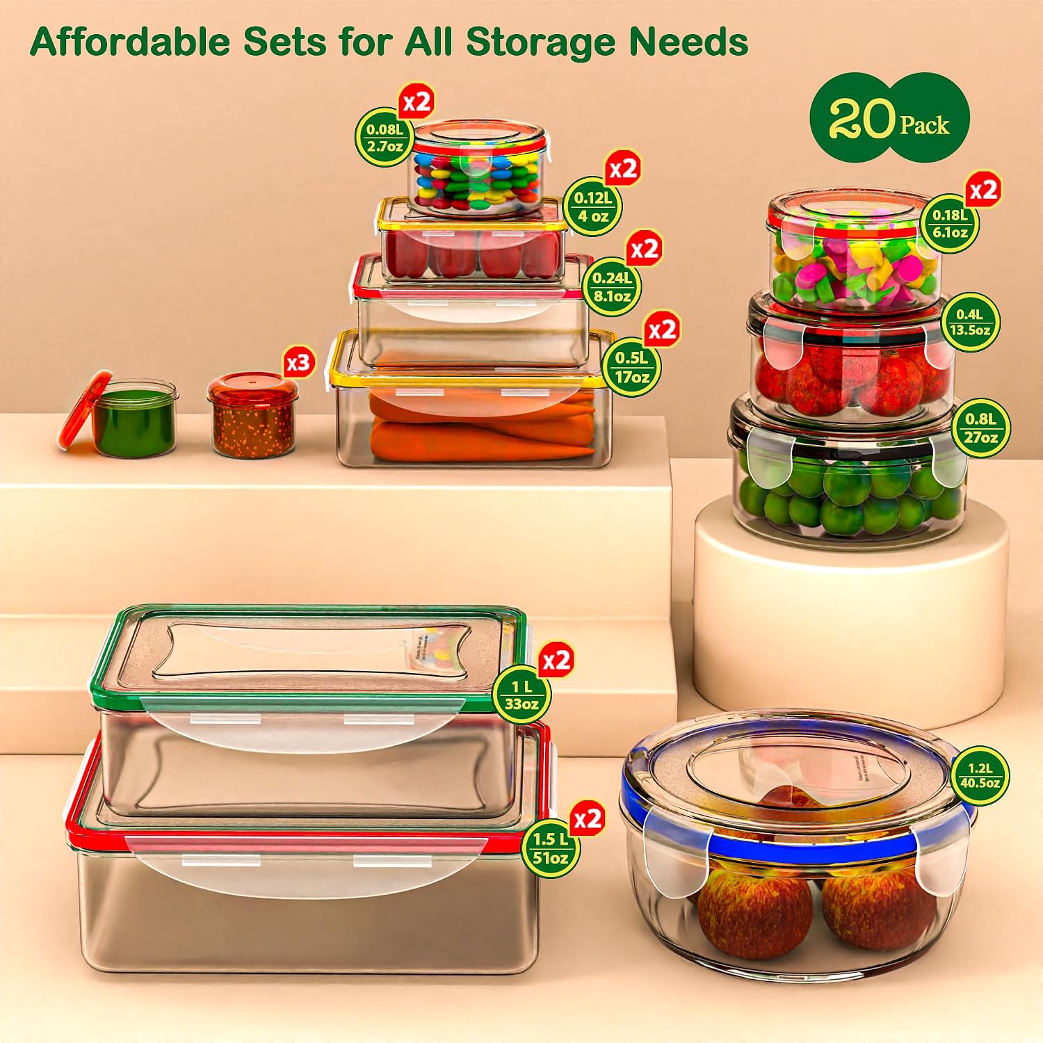 Thumbnail 1 de 40 Pcs Airtight Food Storage Containers