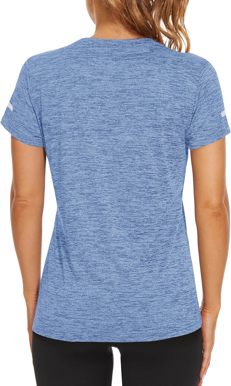 Thumbnail 1 de TACVASEN Damen Meliert Sport-T-Shirt mit Rundhals, Kurzarm und Reflexstreifen