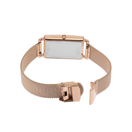 Detalle 2 de Skagen Hagen reloj para mujer de cuarzo, rectangular, oro rosa y esfera blanca