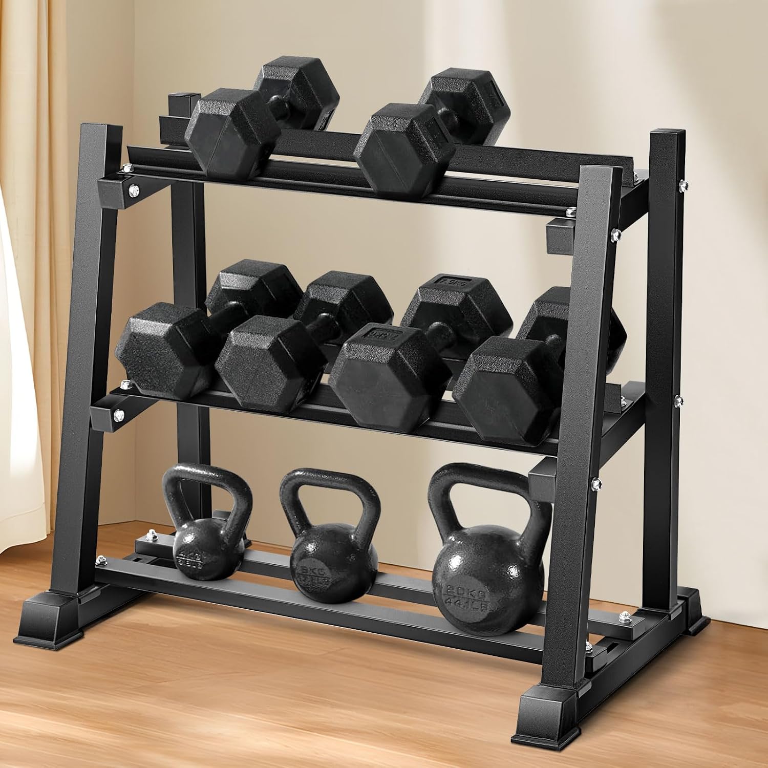 Thumbnail 6 de Bongkim 3-Tier Dumbbell Rack, Adjustable Alloy Steel Storage Stand