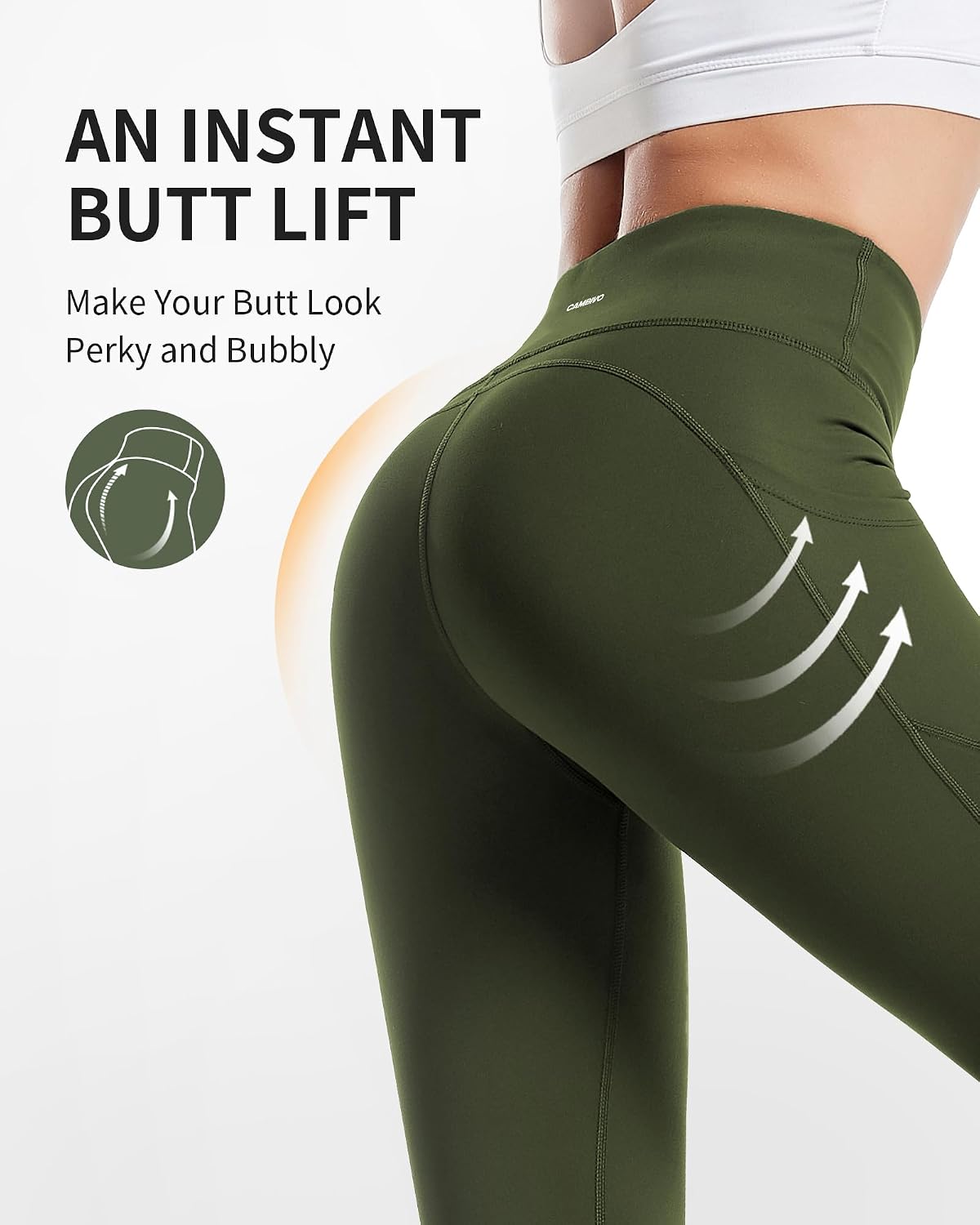 Detalle 2 de CAMBIVO Leggins Sportivi Donna a Vita Alta con Push up e Tasche