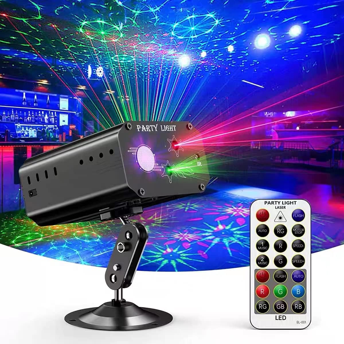 Detalle de SPOOBOOLA EMS-08L Party DJ Light with Red-Green Patterns and Colour Backdrop