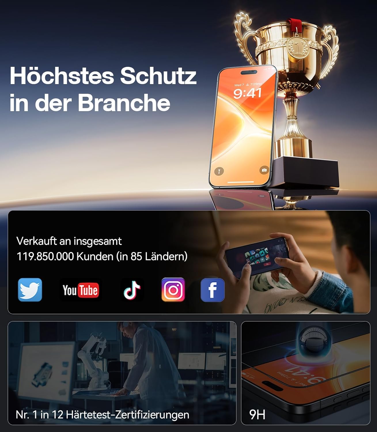 Detalle 2 de TORRAS iPhone 16 Panzerglas 9H Schutzfolie
