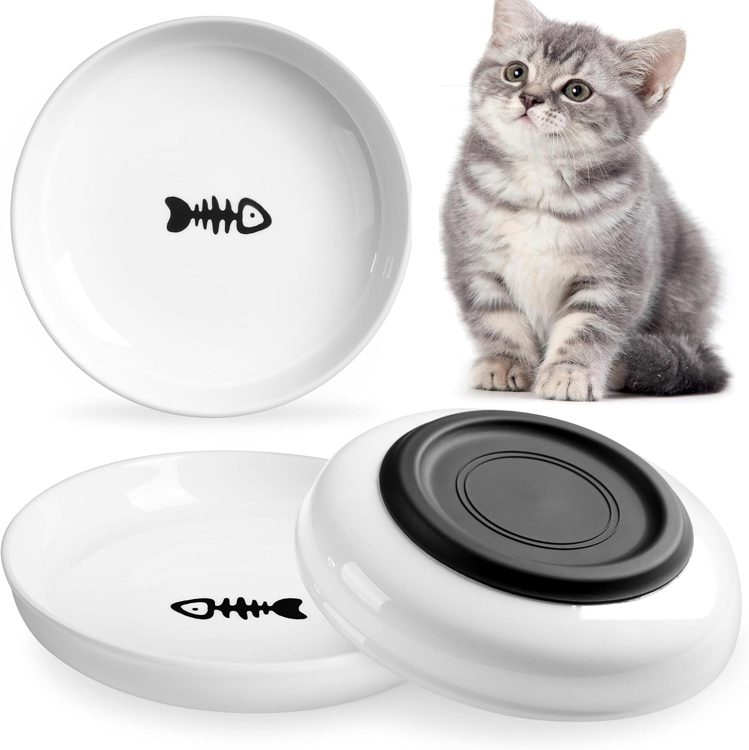 Detalle de Wellbro Ceramic Cat Bowls 3‑pack