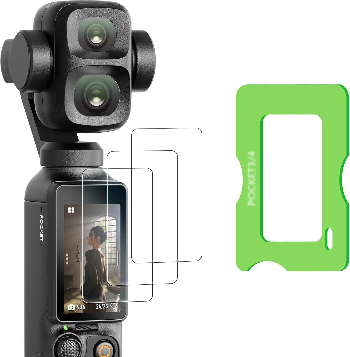 Detalle de AMAZEAR skärmskydd för DJI Osmo Pocket 4P, 9H härdat glas i 3-pack