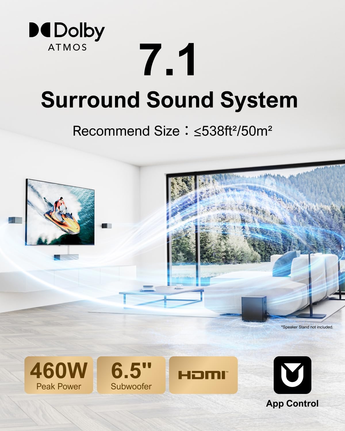 Detalle de ULTIMEA 7.1Ch Soundbar with Dolby Atmos and 6.5" Wireless Subwoofer