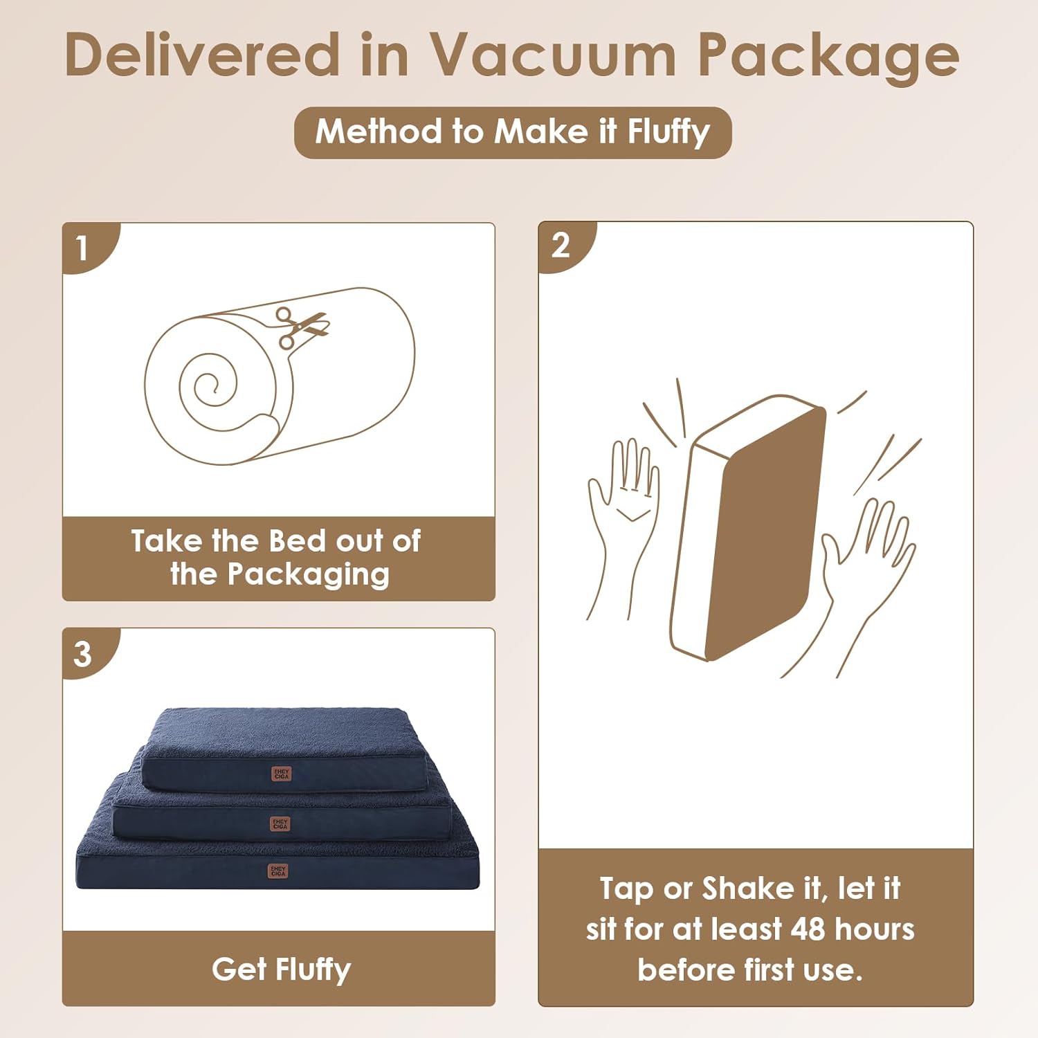 Thumbnail 4 de EHEYCIGA Panier pour chien orthopédique avec coussin déhoussable 89x58x9 cm – bleu marine