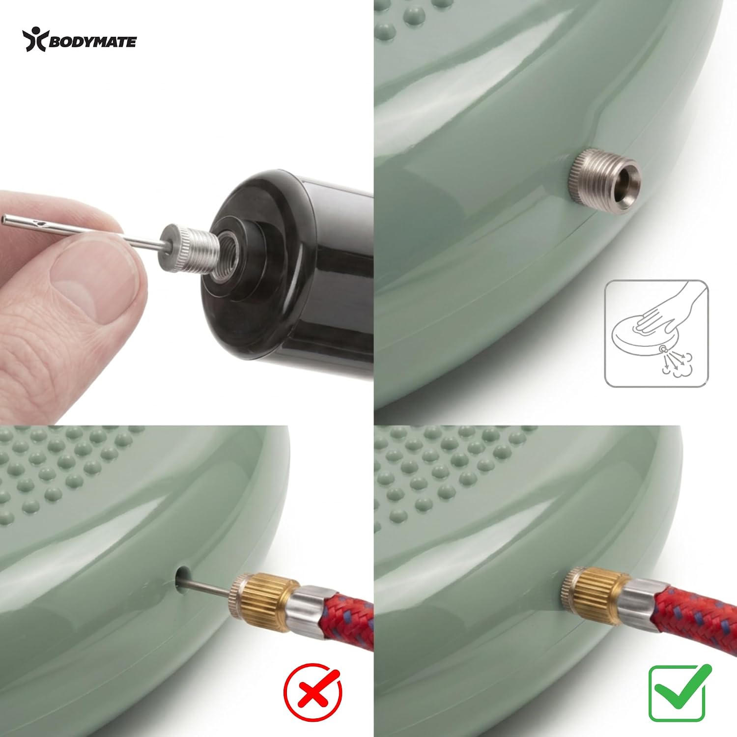 Detalle de BODYMATE Cuscino propriocettivo Gonfiabile Ø 34 cm con Pompa – allenamento CORE, equilibrio e postura