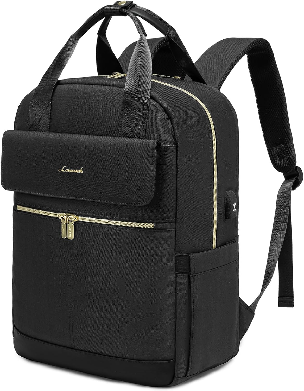 Detalle de LOVEVOOK Women’s Laptop Backpack (17.3 inch) with USB Port, Lightweight Travel Rucksack – Black