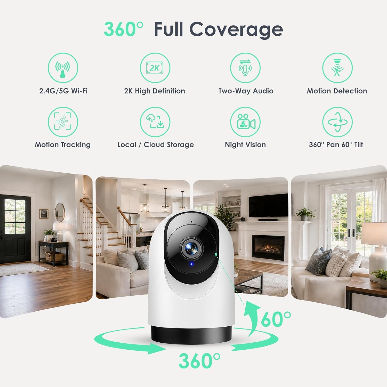 Thumbnail 1 de YOTON WS03 2K Indoor Camera with 360° Pan, Motion Tracking and Two-Way Audio