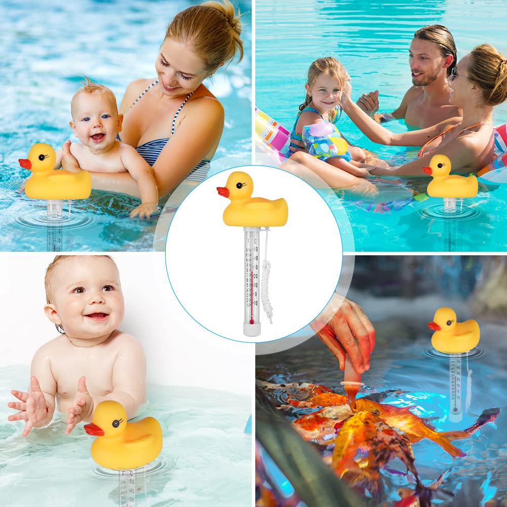 Thumbnail 6 de OFFCUP Duckling drijvende zwembadthermometer met digitaal display, gele eend