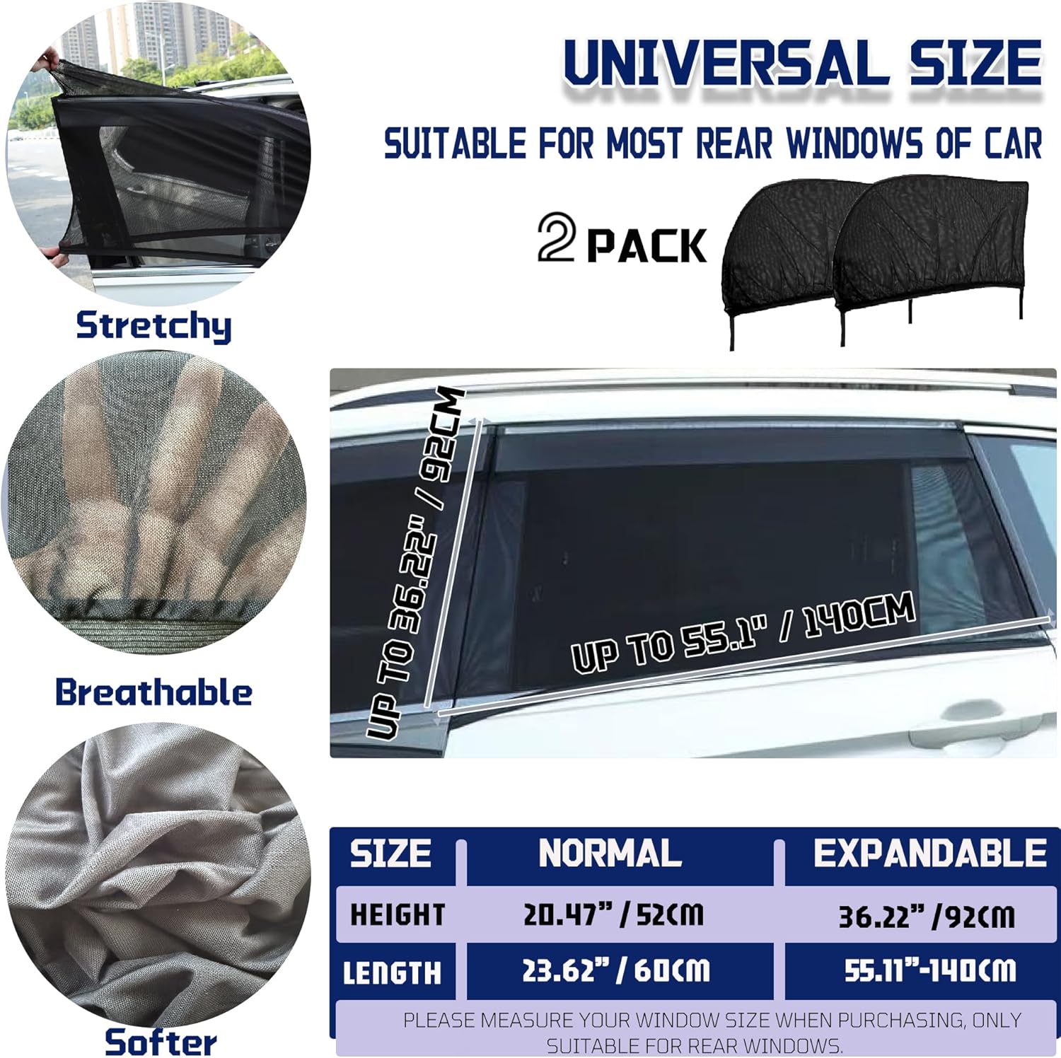 Thumbnail 1 de Sonnenschutz Auto für Kinder 2 Stück, 52–92 cm