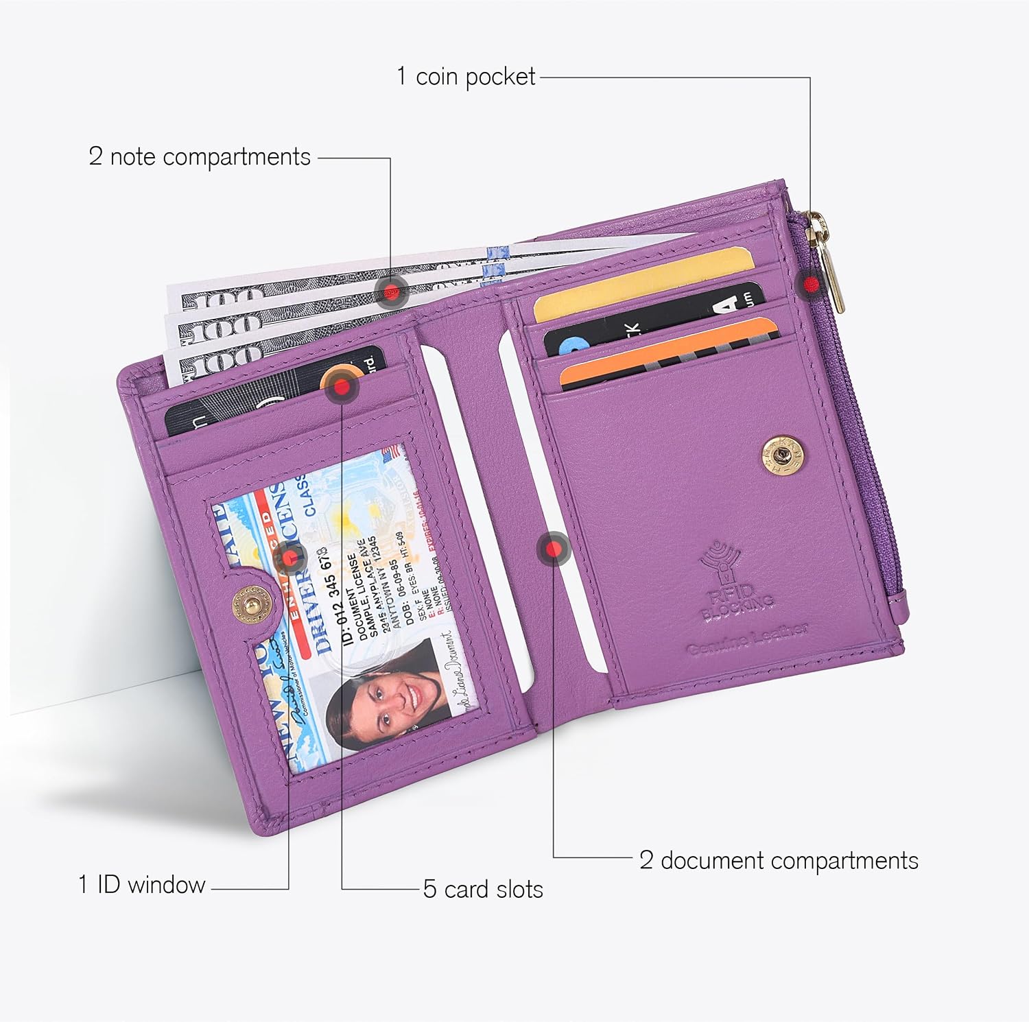 Detalle de Oak Leathers RFID wallet for women