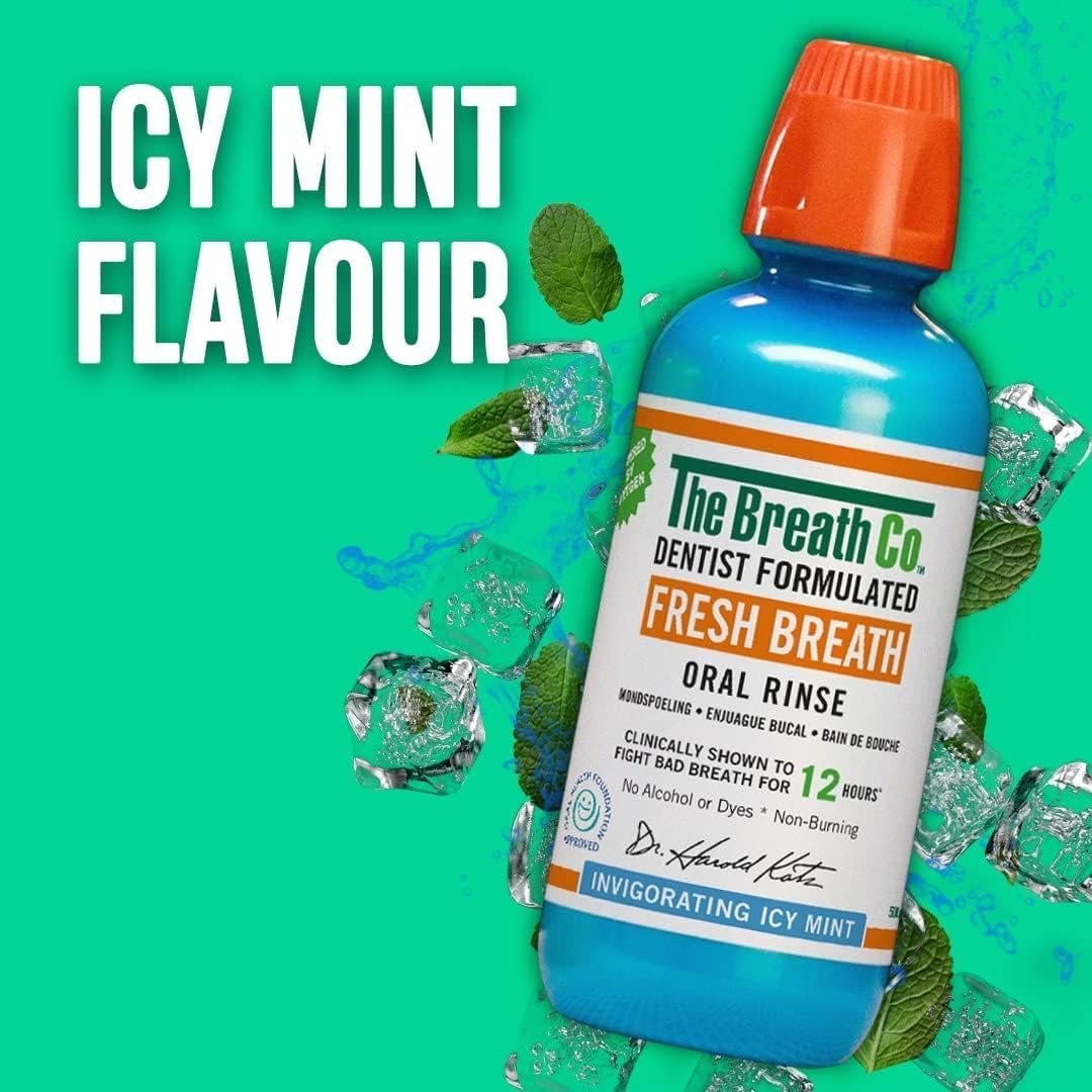Detalle 2 de The Breath Co. Alcohol Free Mouthwash: Dentist Formulated Rinse for 12 Hours of Fresh Breath (Icy Mint, 500 ml)