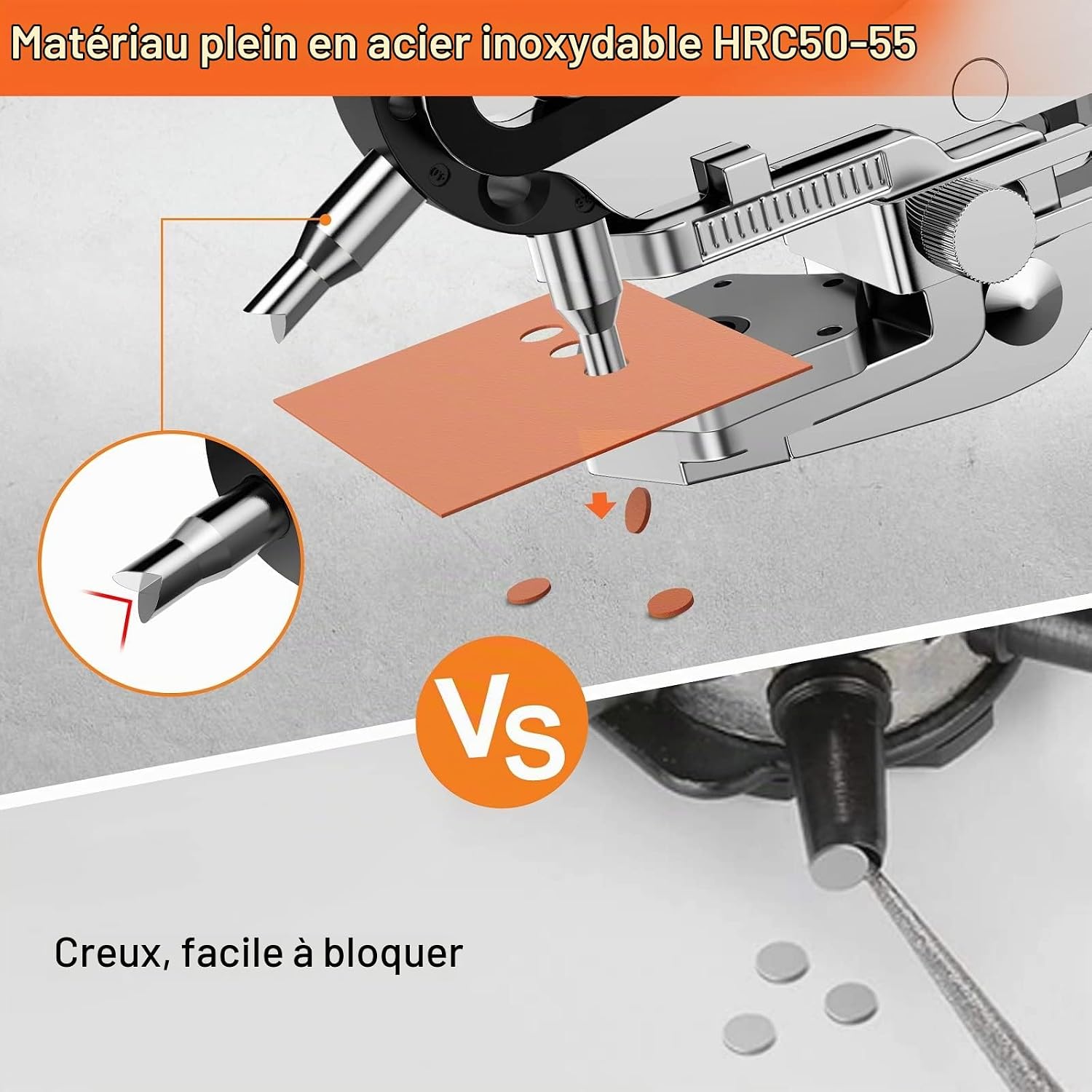Detalle 2 de Preciva FH0133 revolvertang voor leer met zes ponsmaten van 2 tot 4,5 mm