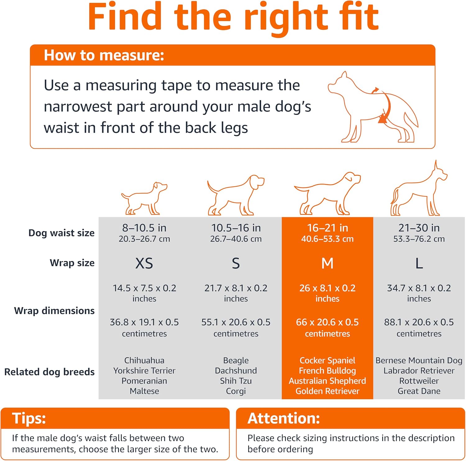 Detalle de Amazon Basics Male Dog Wraps – Medium Disposable Diapers (Pack of 30)