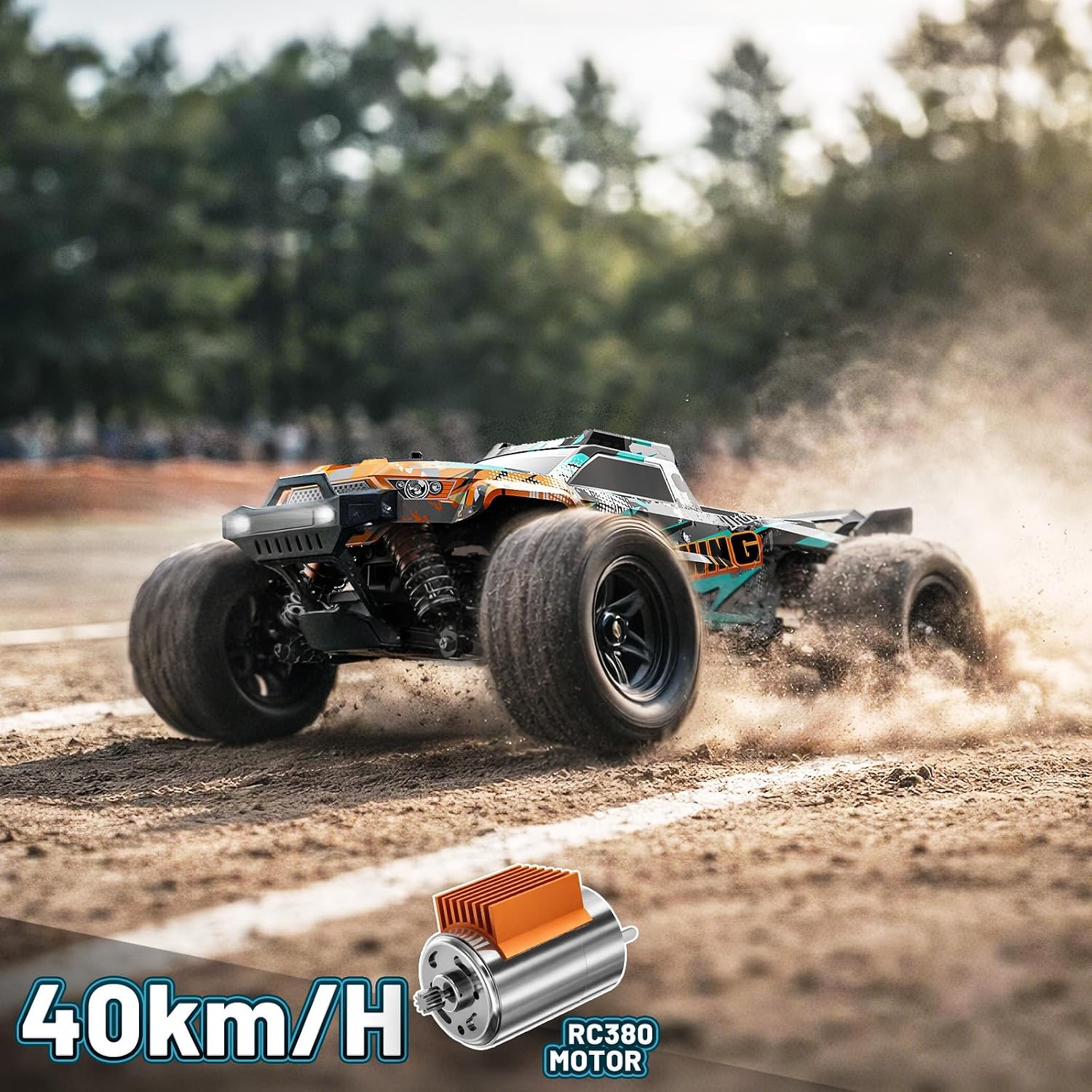 Thumbnail 1 de Womaqu Voiture Télécommandée 1:18 4WD 4x4 RC jusqu’à 40 km/h, kit tout-terrain 2 batteries 7,4V 1300mAh