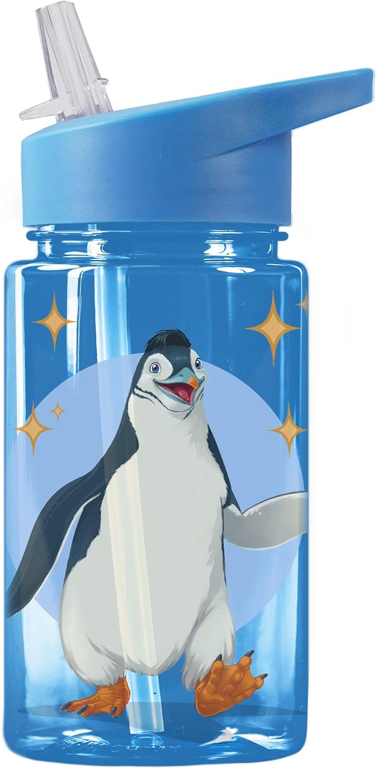 Detalle de AWAVE La Scuola degli Animali Magici Borraccia 400 ml con Cannuccia – Blu Juri, rPET, Senza BPA