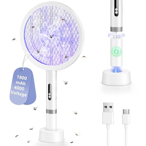 Detalle de BKXCHA 2 en 1 Raqueta Mosquitos Eléctrica 4000V, USB-C, Lámpara UV y Malla de Seguridad 3 Capas