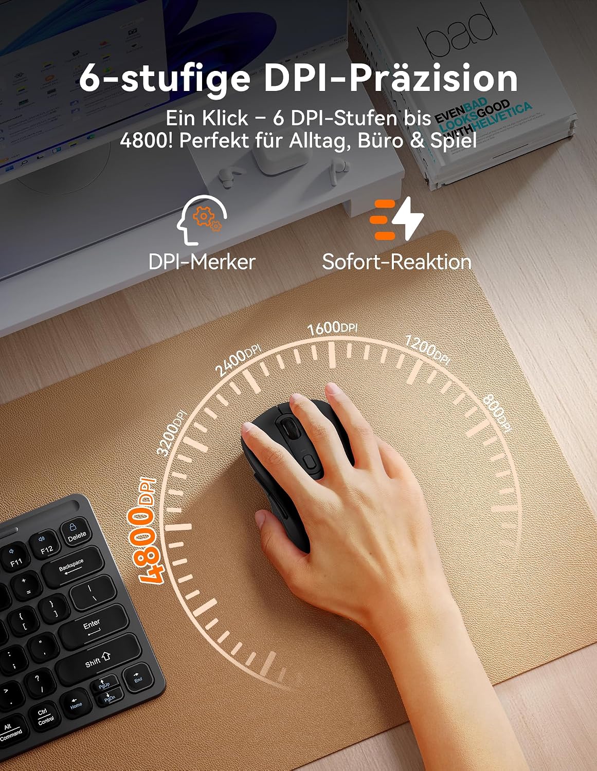 Thumbnail 2 de TECKNET Bluetooth Maus Tri-Modus 4800 DPI