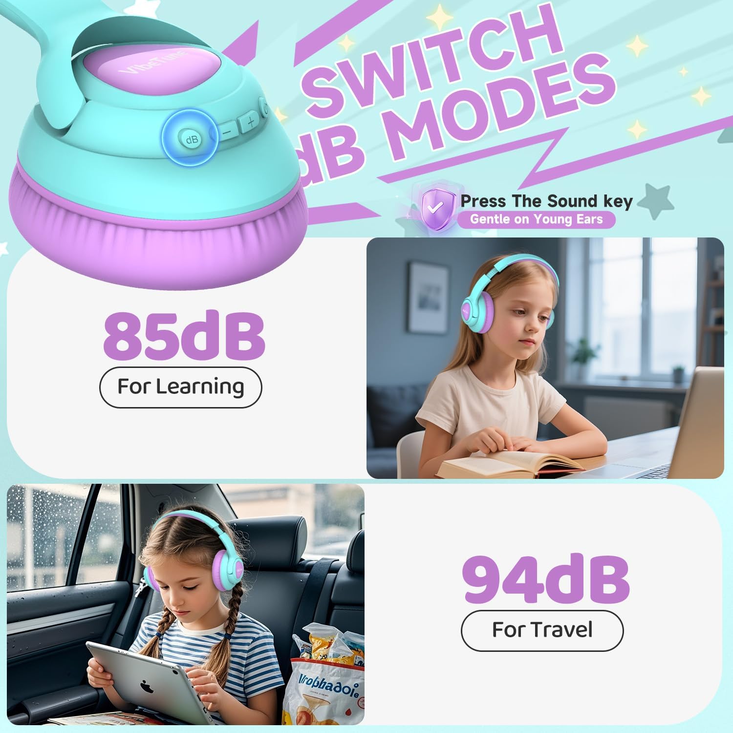 Thumbnail 4 de VibeTune Kids Bluetooth Headphones 60H