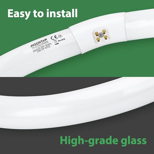 Detalle de Aigostar T9 Tubo Circular Fluorescente G10q, 32W, 6500K, 30 cm