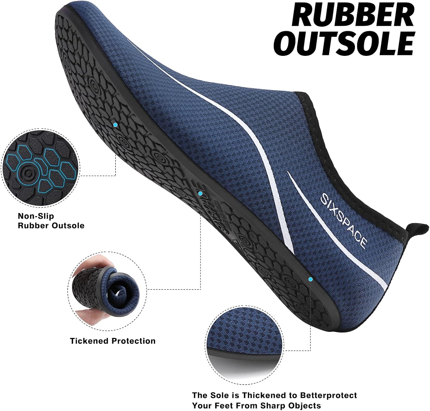 Detalle de Sixspace Barefoot Water Shoes for Men & Women – Lightweight quick-drying aqua shoes for swim, surf and beach use