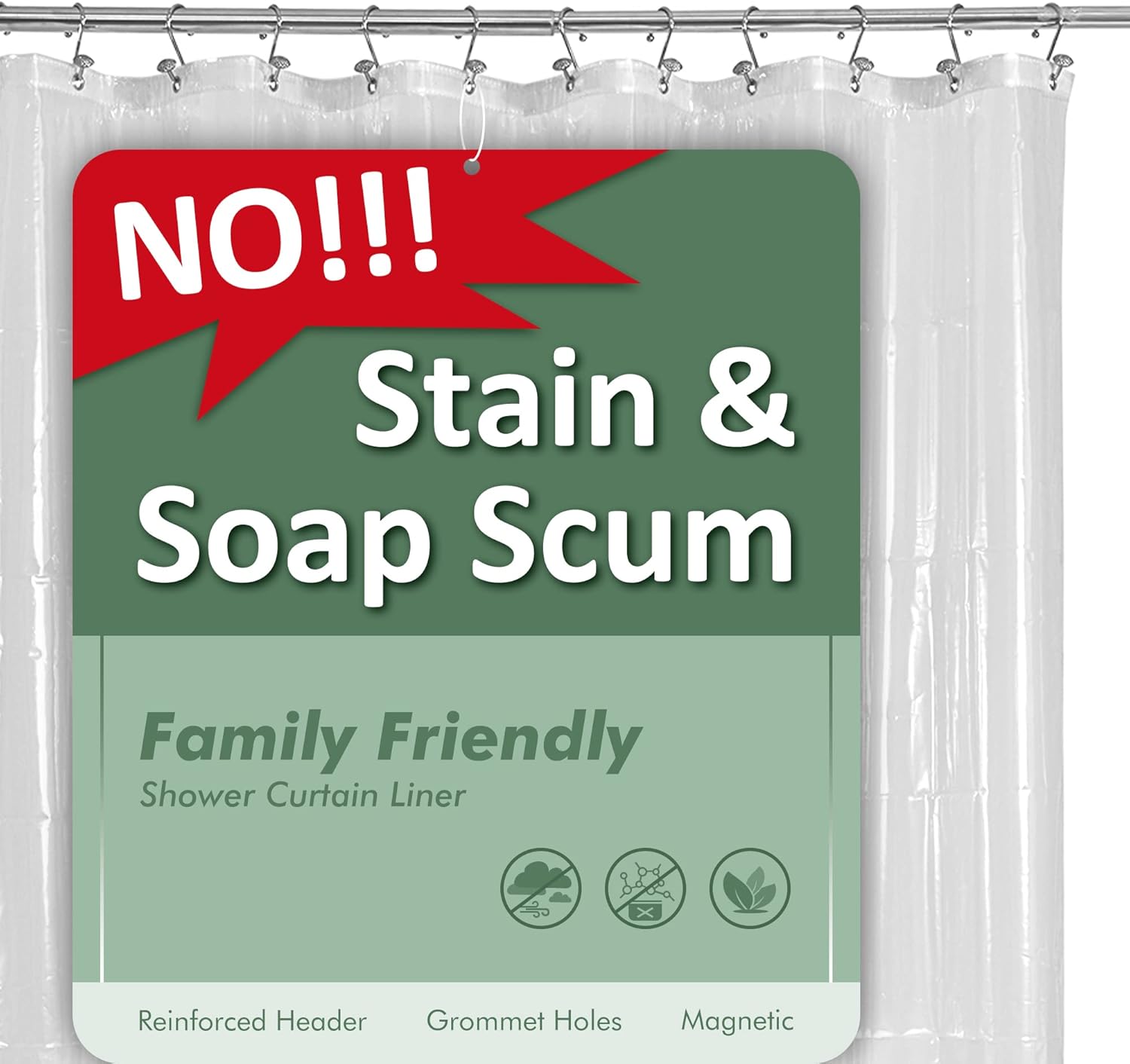 Detalle 2 de Barossa Design Premium Shower Curtain Liner Standard Size, Clear