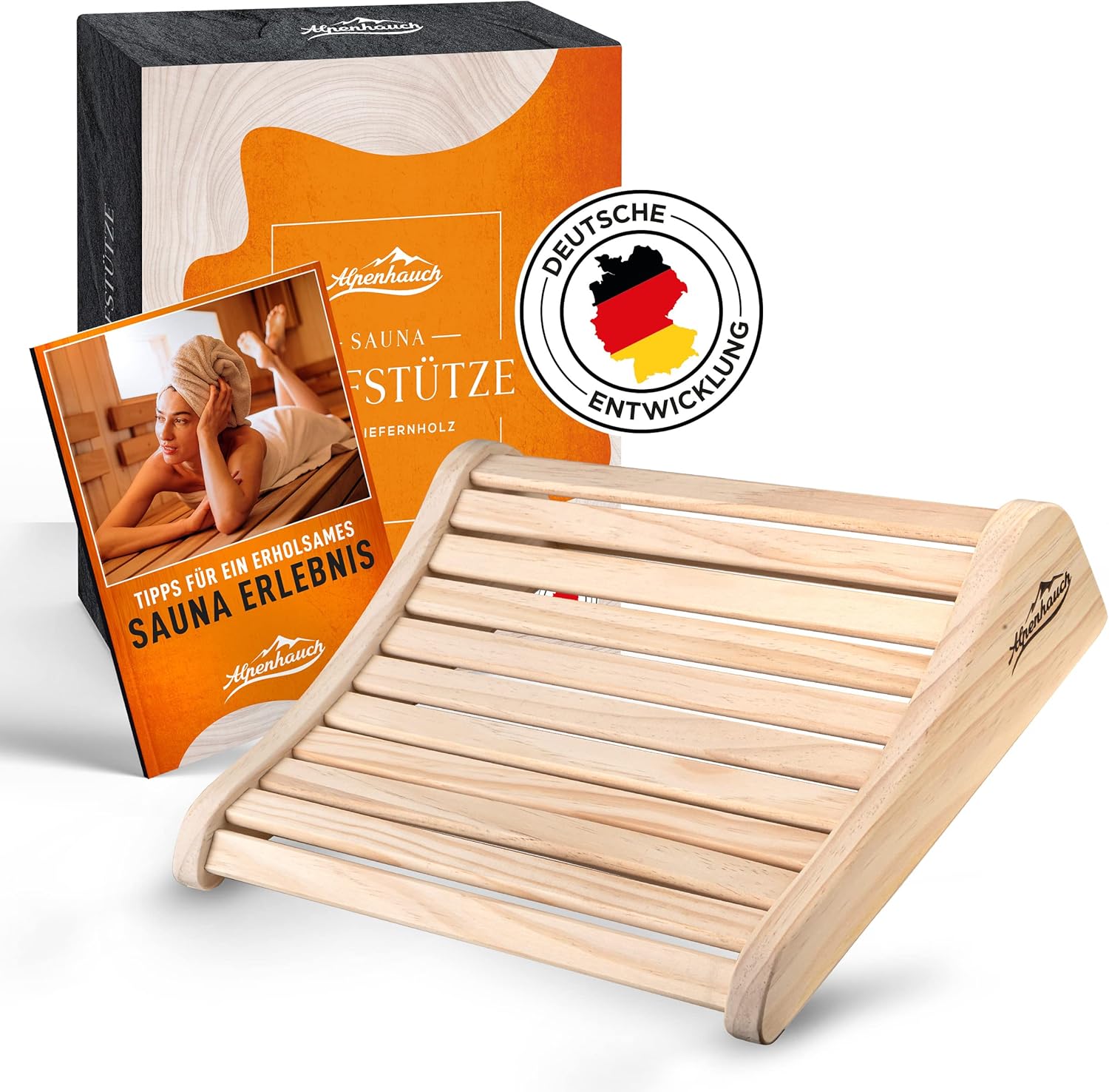 Detalle de ALPENHAUCH Poggiatesta sauna in legno – Ergonomico, 100% legno naturale, per cabine a infrarossi