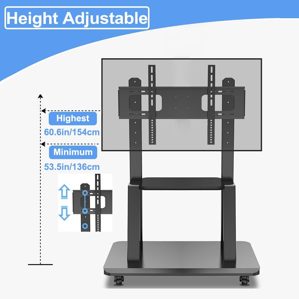 Thumbnail 4 de Hellsehen Mobile TV Stand – Heavy-Duty Rolling TV Cart for 32–75 Inch Displays